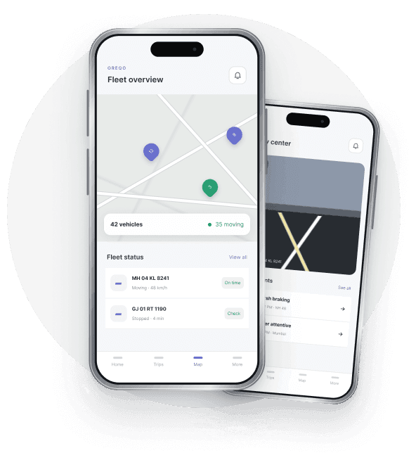 Oreqo Vision fleet overview and safety center app previews